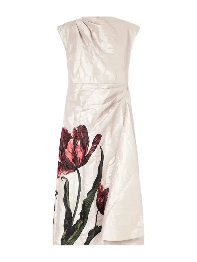 Draped Floral-print Crinkled-crepe Midi Dress