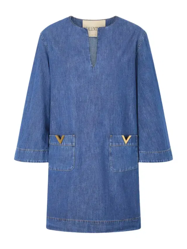 Valentino Garavani Vlogo Embellished Denim Mini Dress