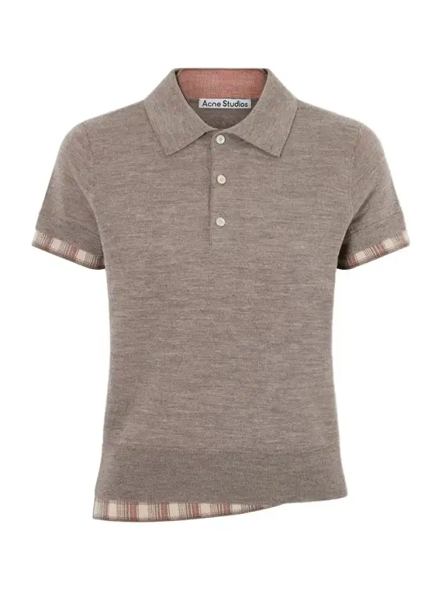 Layered Checked Wool Polo Shirt