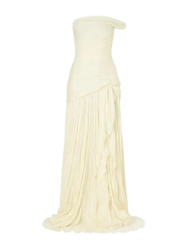 One-shoulder Draped Plissé-chiffon Gown