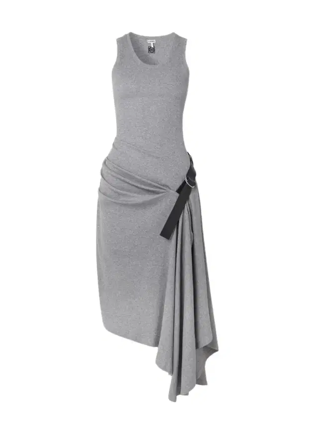 Asymmetric Leather-trimmed Ribbed Cotton-blend Jersey Dress