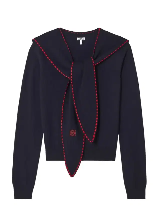 Tie-detail Embroidered Knitted Top