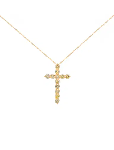 Wish Fine Jewelry 1.75ct Diamond 18K Gold Cross Pendant Chain Necklace | Thumbnail 1