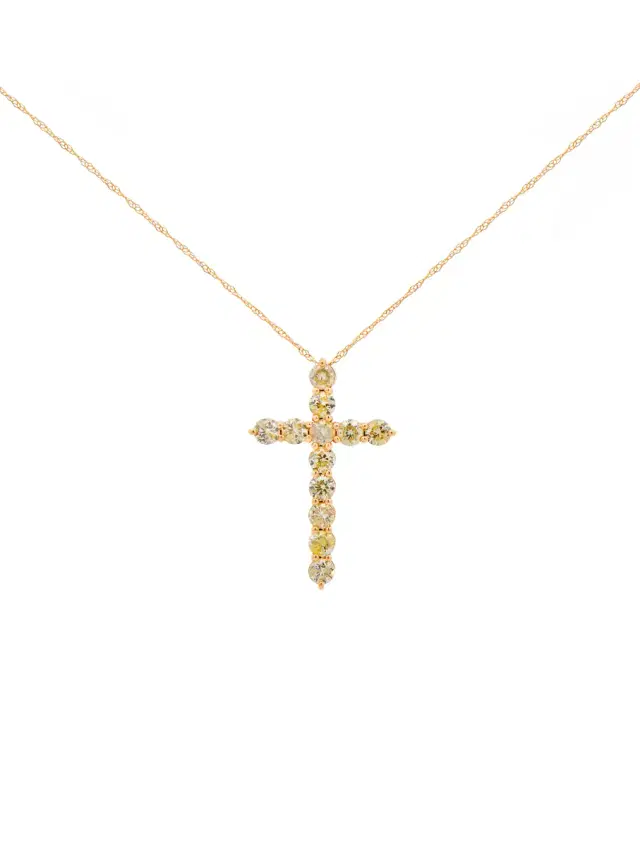 Wish Fine Jewelry 1.75ct Diamond 18K Gold Cross Pendant Chain Necklace