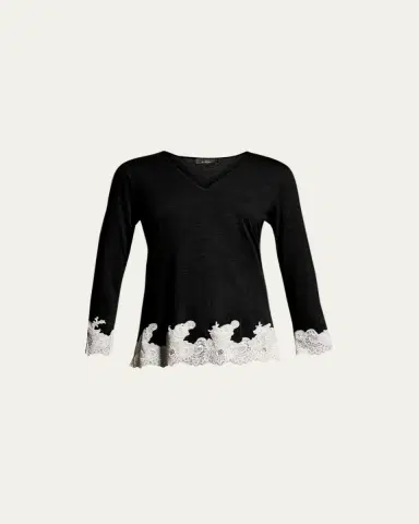 Natori Shangri La Luxe Lace-Trim Pajama Set | Thumbnail 3