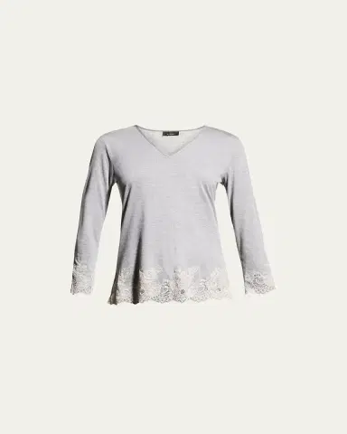 Natori Shangri La Luxe Lace-Trim Pajama Set | Thumbnail 6