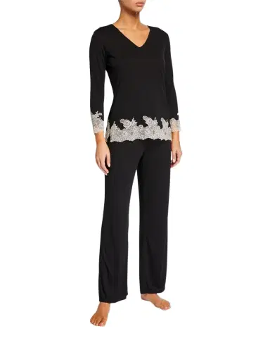 Natori Shangri La Luxe Lace-Trim Pajama Set | Thumbnail 1