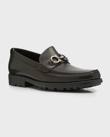 Ferragamo Men's David Leather Lug-Sole Loafers | Thumbnail 2 Ferragamo Men's David Leather Lug-Sole Loafers | Thumbnail 2