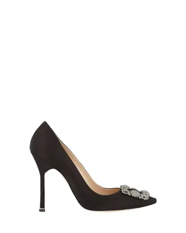 Manolo Blahnik Hangisi 115mm Satin Crystal-Toe Pump | Thumbnail 1 Manolo Blahnik Hangisi 115mm Satin Crystal-Toe Pump | Thumbnail 1