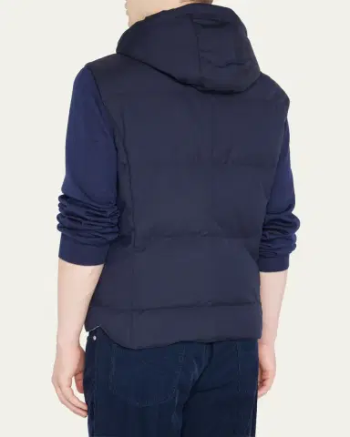 Brunello Cucinelli Men's Hooded Down Vest | Thumbnail 4
