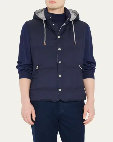Brunello Cucinelli Men's Hooded Down Vest | Thumbnail 5