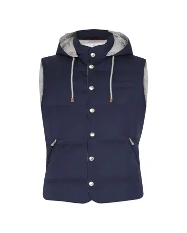 Brunello Cucinelli Men's Hooded Down Vest | Thumbnail 1