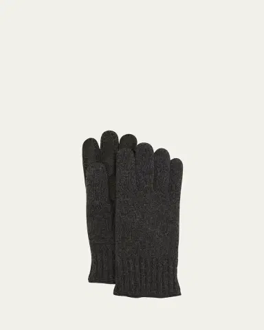 Bergdorf Goodman Men's Cashmere Jersey Gloves w/ Deerskin Palms | Thumbnail 3