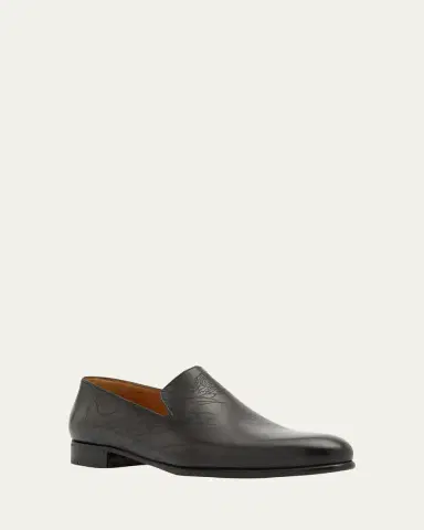 Berluti Men's Cursive Galet Scritto Leather Loafers | Thumbnail 3