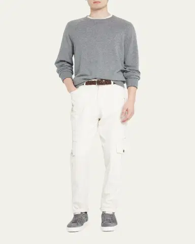 Brunello Cucinelli Men's Cashmere Crewneck Sweater | Thumbnail 2