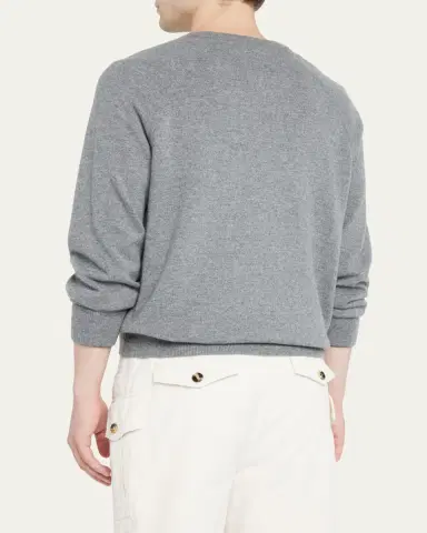 Brunello Cucinelli Men's Cashmere Crewneck Sweater | Thumbnail 3