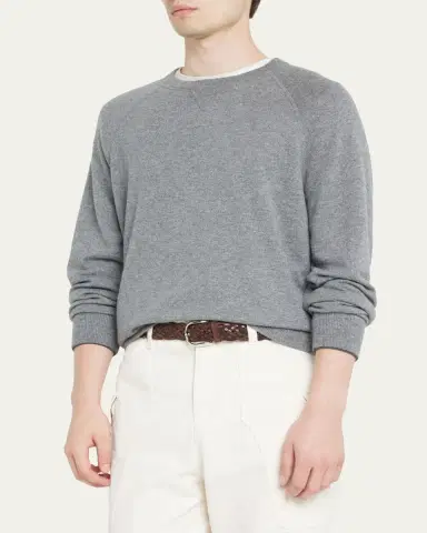 Brunello Cucinelli Men's Cashmere Crewneck Sweater | Thumbnail 4