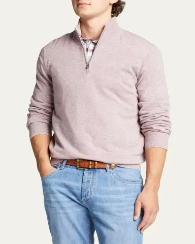 Brunello Cucinelli Men's Cashmere 1/4-Zip Sweater | Thumbnail 12 Brunello Cucinelli Men's Cashmere 1/4-Zip Sweater | Thumbnail 12