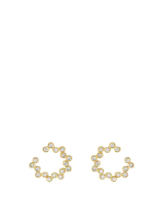 Viltier Clique Twist Hoop Earrings in 18K Yellow Gold and Diamonds