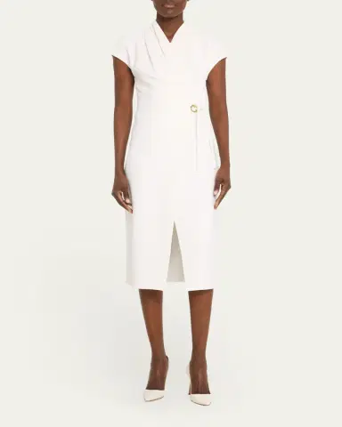 Giorgio Armani Silk Wrap Midi Dress with Tie Detail | Thumbnail 2 Giorgio Armani Silk Wrap Midi Dress with Tie Detail | Thumbnail 2