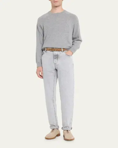 Brunello Cucinelli Men's Cashmere Raglan Crewneck Sweater | Thumbnail 2 Brunello Cucinelli Men's Cashmere Raglan Crewneck Sweater | Thumbnail 2