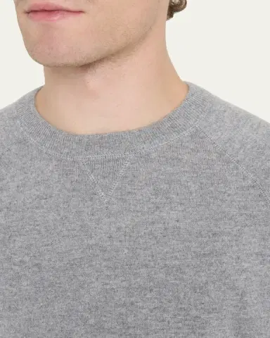 Brunello Cucinelli Men's Cashmere Raglan Crewneck Sweater | Thumbnail 5 Brunello Cucinelli Men's Cashmere Raglan Crewneck Sweater | Thumbnail 5