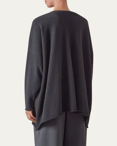 Eskandar A-Line V Neck Cashmere Cardigan (Long Length) | Thumbnail 3