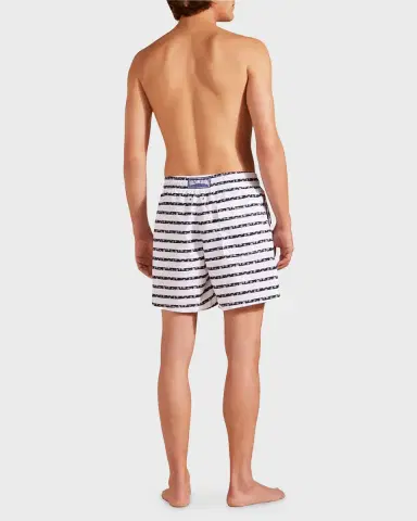 Vilebrequin Men's Micro-Turtle Striped Swim Shorts | Thumbnail 3