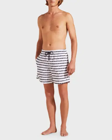 Vilebrequin Men's Micro-Turtle Striped Swim Shorts | Thumbnail 4