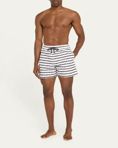 Vilebrequin Men's Micro-Turtle Striped Swim Shorts | Thumbnail 6