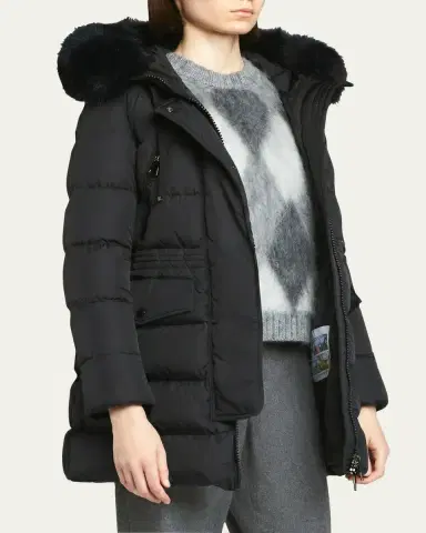 Moncler Aphroti Mid-Length Puffer Jacket with Shearling Hood Trim | Thumbnail 4 Moncler Aphroti Mid-Length Puffer Jacket with Shearling Hood Trim | Thumbnail 4