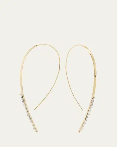 Lana 14K Yellow Gold Baguette Diamond Flat Hooked on Hoop Earrings | Thumbnail 3