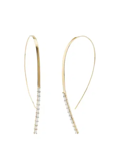 Lana 14K Yellow Gold Baguette Diamond Flat Hooked on Hoop Earrings | Thumbnail 1