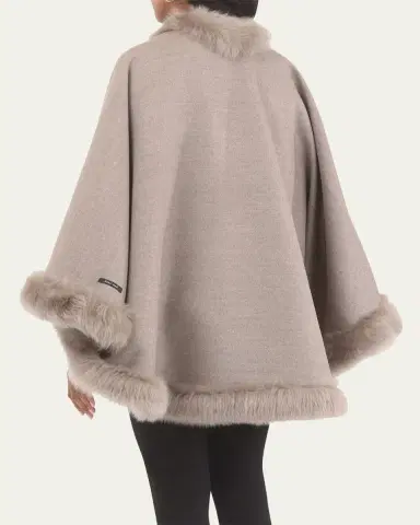 Gorski Wool and Cashmere Cape with Merinillo Shearling Lamb Trim | Thumbnail 3 Gorski Wool and Cashmere Cape with Merinillo Shearling Lamb Trim | Thumbnail 3