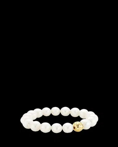 Paige Novick 9mm Freshwater Pearl Bracelet with Gold Vermeil Perforated Ball | Thumbnail 2