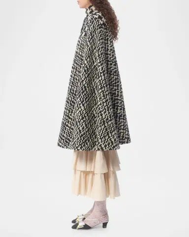 Valentino Garavani Tweed Houndstooth Wool Cape | Thumbnail 3