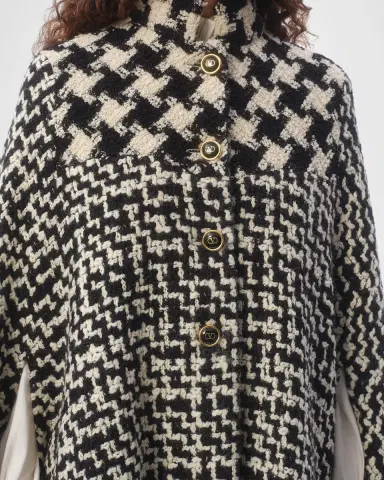 Valentino Garavani Tweed Houndstooth Wool Cape | Thumbnail 4