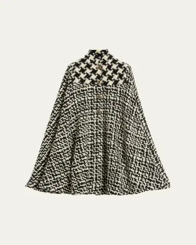 Valentino Garavani Tweed Houndstooth Wool Cape | Thumbnail 5