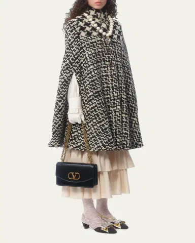 Valentino Garavani Tweed Houndstooth Wool Cape | Thumbnail 7
