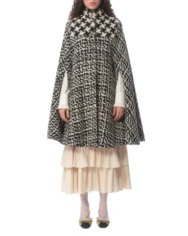 Valentino Garavani Tweed Houndstooth Wool Cape | Thumbnail 1