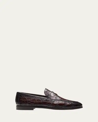 Magnanni Men's Vicente Croc Leather Penny Loafers | Thumbnail 2 Magnanni Men's Vicente Croc Leather Penny Loafers | Thumbnail 2