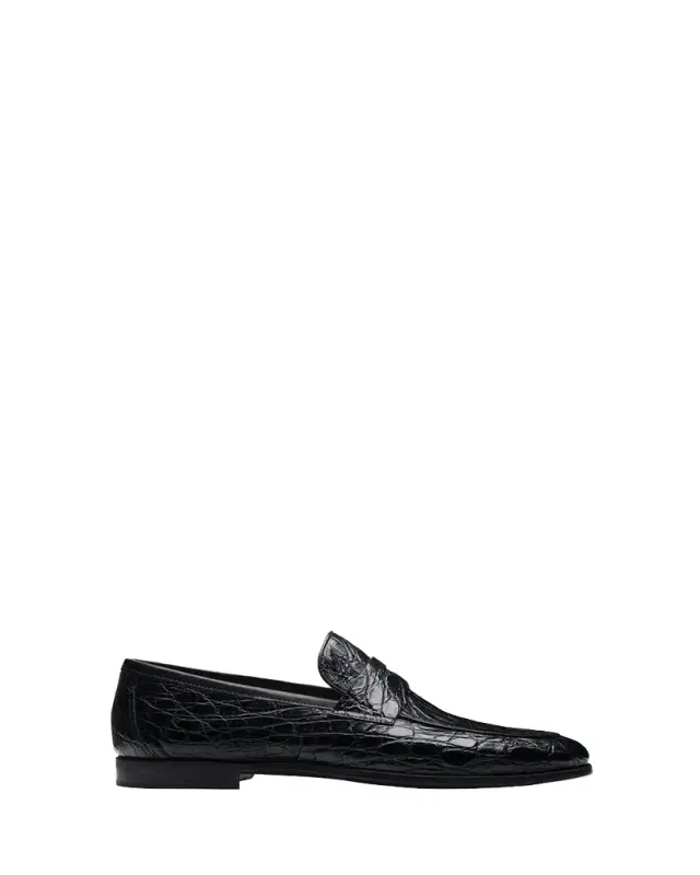 Men's Vicente Croc Leather Penny Loafers
