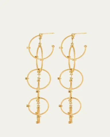 Paul Morelli 18K Yellow Gold Long Rain Chain Diamond Earrings | Thumbnail 3