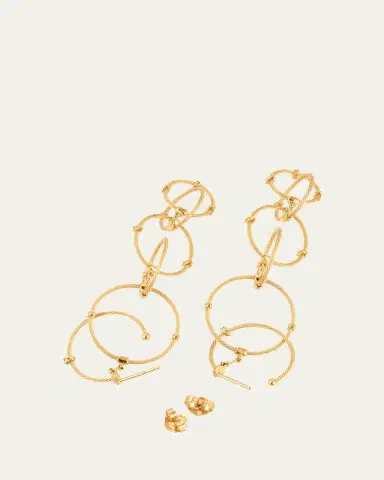 Paul Morelli 18K Yellow Gold Long Rain Chain Diamond Earrings | Thumbnail 4
