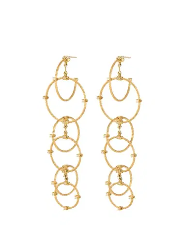 Paul Morelli 18K Yellow Gold Long Rain Chain Diamond Earrings | Thumbnail 1