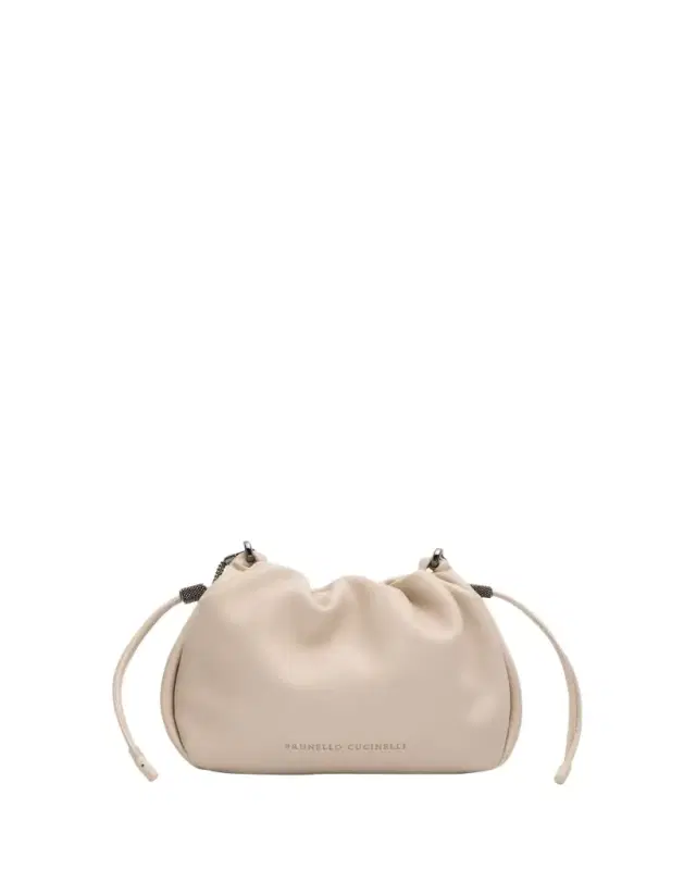 Small Drawstring Lambskin Crossbody Bag
