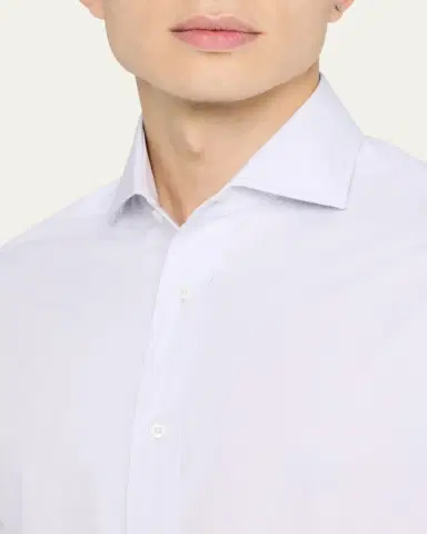 Brunello Cucinelli Men's Cotton Canvas Dress Shirt | Thumbnail 2 Brunello Cucinelli Men's Cotton Canvas Dress Shirt | Thumbnail 2