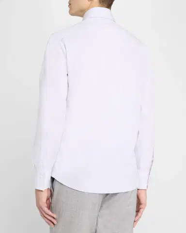Brunello Cucinelli Men's Cotton Canvas Dress Shirt | Thumbnail 11 Brunello Cucinelli Men's Cotton Canvas Dress Shirt | Thumbnail 11