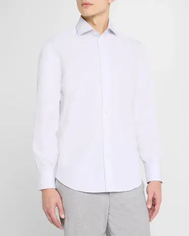 Brunello Cucinelli Men's Cotton Canvas Dress Shirt | Thumbnail 12 Brunello Cucinelli Men's Cotton Canvas Dress Shirt | Thumbnail 12