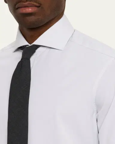 Brunello Cucinelli Men's Cotton Canvas Dress Shirt | Thumbnail 6 Brunello Cucinelli Men's Cotton Canvas Dress Shirt | Thumbnail 6